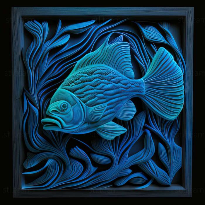 Синяя неоновая рыба